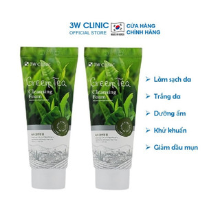 Sữa Rửa Mặt Trà Xanh Ngừa Mụn Làm Trắng Sạch Cho da Dầu 3W CLINIC Green Tea Cleansing Foam Hàn Quốc