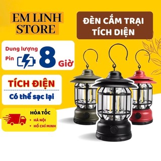 Đèn bão măng xông, đèn led tích điện dùng để đi dã ngoại, cắm trại ngoài trời dùng pin sạc được nhiều lần