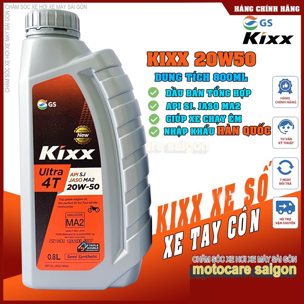 Nhớt xe số tay côn Kixx Ultra 4T 20W50 800ml