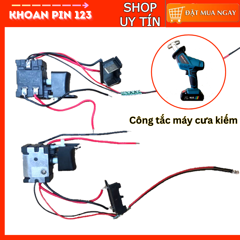 Linh kiện Công tắc máy cưa kiếm chạy pin 18v - 21v có đèn LED