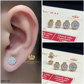 Bông tai bạc xi vàng 18K Hoàng Minh Châu Jewelry(XK01-S7)nam nữ-khuyên tai tròn bạc S950 XI VÀNG 18K