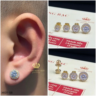 Bông tai bạc xi vàng 18K Hoàng Minh Châu Jewelry(XK01-s8)nam nữ-khuyên tai tròn bạc S950 XI VÀNG 18K