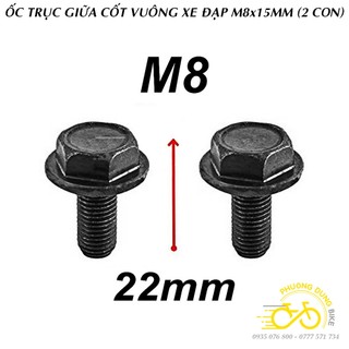 Ốc trục giữa cốt vuông xe đạp M8x15mm - 2 Con (ĐEN)