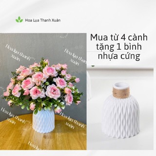  Combo Hoa Hồng Tỉ Muội   MUA 4 CÀNH TẶNG 1 BÌNH  . Cao 30cm Trang Trí Decor Xinh 