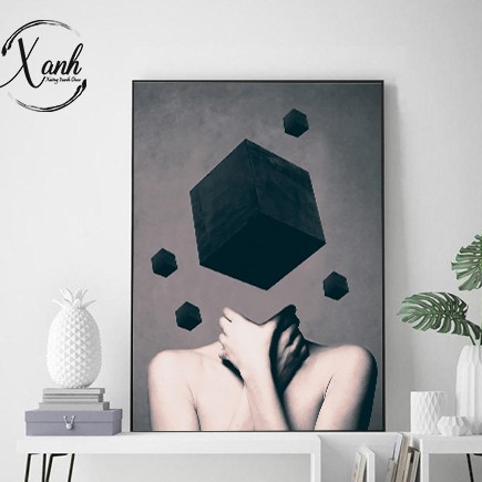 Tranh canvas CÔ GÁI TRỪU TƯỢNG HIỆN ĐẠI GỒM KHUNG 50X70 CM