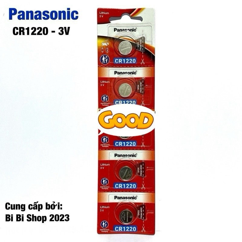 Pin CR1220 Panasonic Lithium 3V Vỉ 5 Viên Hàng Chính Hãng Made in Indonesia