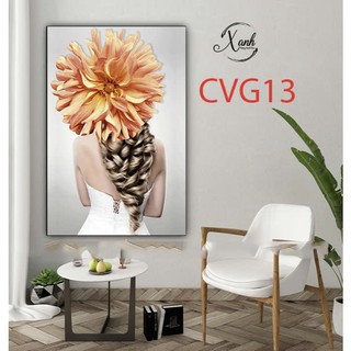 Tranh canvas CÔ GÁI HOA CÚC trang trí nội thất