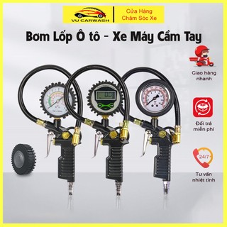 Súng bơm lốp ô tô, xe máy - đồng hồ bơm lốp và đo áp xuất lốp bằng khí nén chuyên dụng
