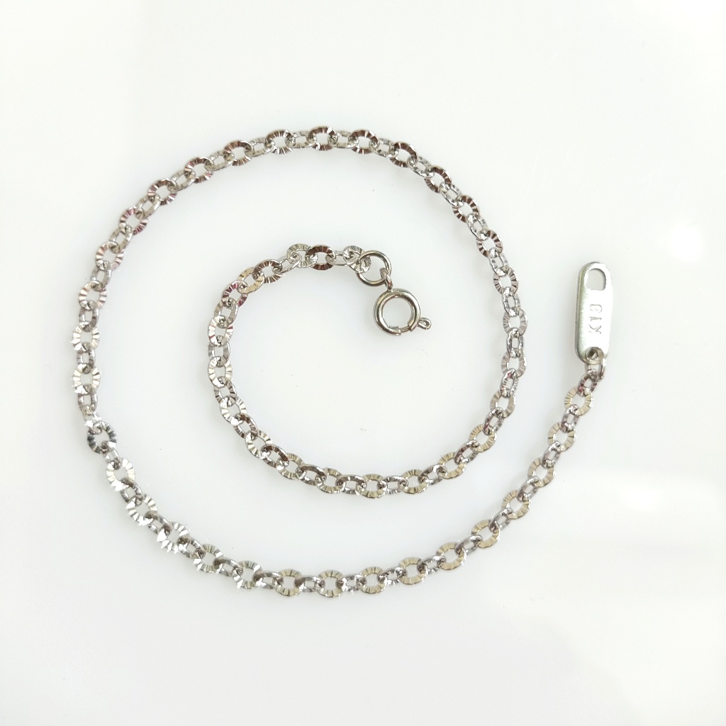 Lắc chân mắt xích tròn titan trắng không đen gỉ không gây dị ứng mặt xích họa tiết lấp lánh