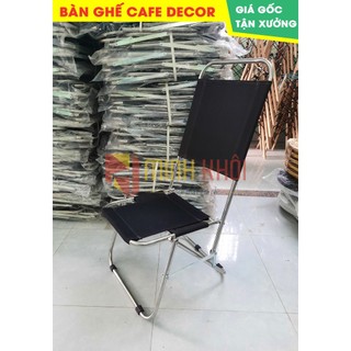 Ghế xếp cafe, ghế xếp inox lưng cao vải bố dày giá rẻ