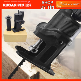 Bộ chuyển đổi máy khoan thành máy cưa lọng kèm lưỡi cưa dùng cho máy khoan pin, khoan điện tiện dụng