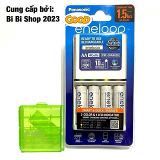 Bộ Sạc Pin AA AAA Panasonic - Bộ Sạc Nhanh Tự Ngắt Panasonic Eneloop 1.5 Giờ Kèm 4 Pin AA 2000 mAh Tặng Kèm Hộp Bảo Quản