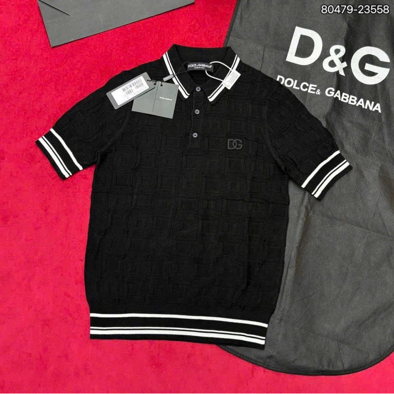 Áo polo len Dolce Gabbana vân dập nổi logo DG