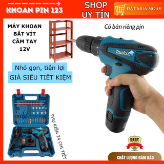 Máy khoan tay bắt vít 12v MKT phụ kiện 24 mũi khoan, bắt vít, mở ốc