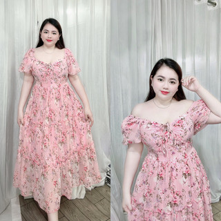 [BIGSIZE LINH NGUYỄN] ĐẦM MAXI PHOM DÀI THẮT NGỰC CỘT CỔ 60-90kg