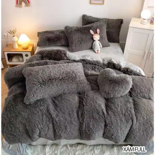 Bộ Chăn Ga Gối Nỉ Nhung Lông- Tặng Kèm Gối Trái Tim - NHÀ SHY