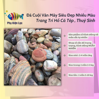 1kg] đá cuội vân mây siêu đẹp nhiều màu trang trí hồ cá tép , thuỷ sinh