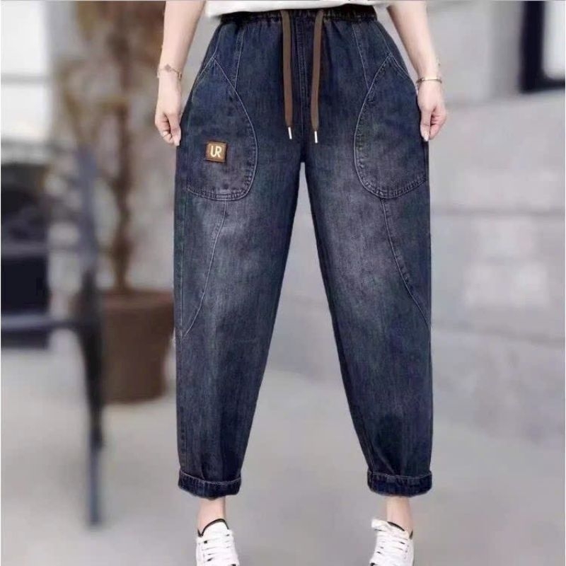 Quần baggy  jean thụng lưng  thun kèm dây rút kiểu mới | BigBuy360 - bigbuy360.vn