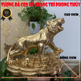 Tượng đá con Hổ trang trí phong thủy nhà cửa - Chiều Cao 18cm - Màu nhũ đồng