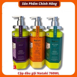 Dầu gội đầu cặp gôị xả NATAKI mẫu mới 760ml tinh chất mật ong dưỡng ẩm phục hồi