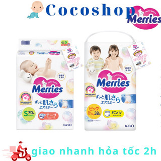 Tã dán merries cho bé size nb76/ s70/ m64/ l54/ xl44 miếng