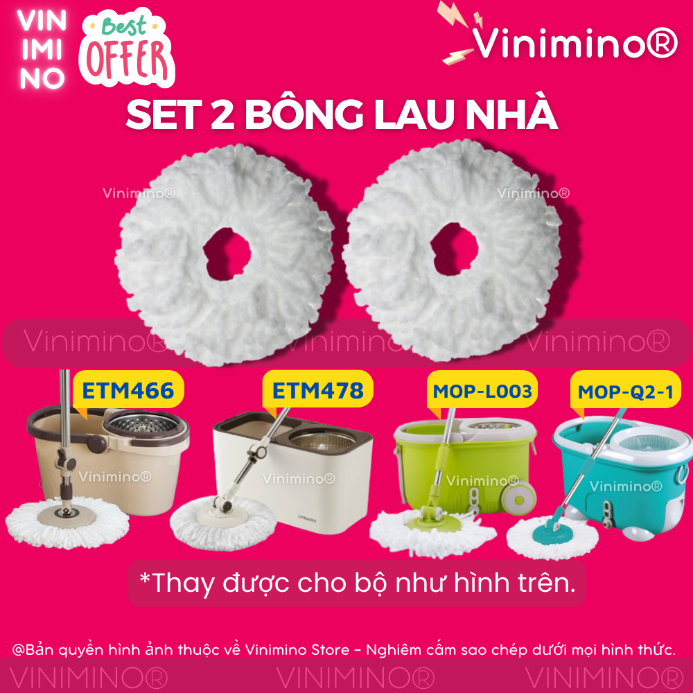 Set 2 Bông lau thay thế cây lau nhà Walkable MOP-L003 , MOP-Q2-1, ETM478 , ETM466