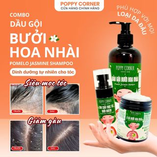 Dầu gội thảo dược Bưởi Hoa Nhài giảm gàu mọc tóc thảo mộc và chống rụng thiên nhiên nhanh dài POPPY CORNER