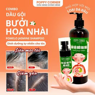Dầu gội thảo dược giảm gàu Bưởi Hoa Nhài mọc tóc thảo mộc và chống rụng thiên nhiên nhanh dài POPPY CORNER