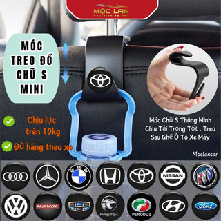 Móc chữ S treo đồ ghế sau ô tô tiện lợi in hình logo các hãng xe chất liệu nhựa ABS cao cấp