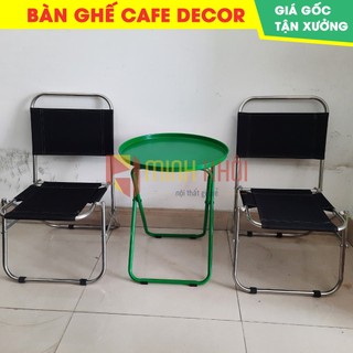 Combo 10 ghế xếp lưng thấp + 5 bàn trà chanh ngẫu nhiên cùng màu