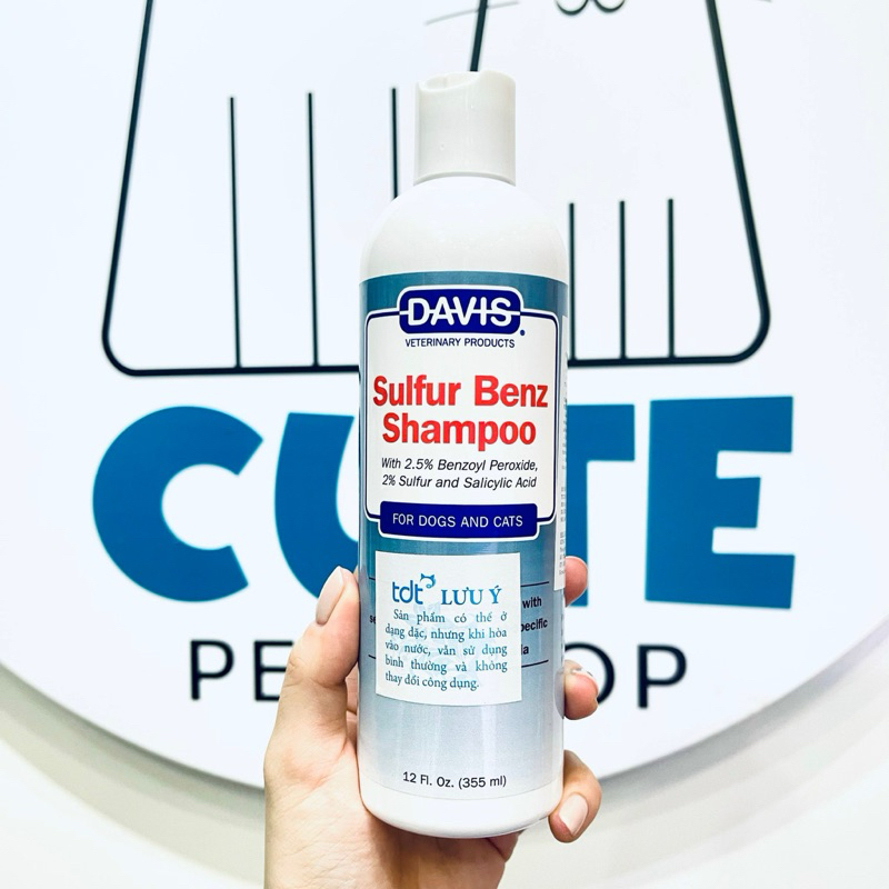 Sữa tắm DAVIS Sulfur Benz Shampoo with 2.5% Benzoyl Peroxide 355ml - Hỗ trợ mảng bám và chất nhờn tr