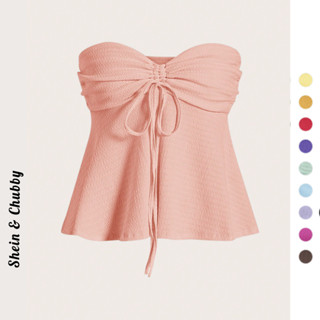 [Bigsize 45-75kg / Order] Áo ống cúp ngực dây rút form babydoll vải thun xốp co dãn năng động quyến rũ