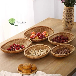 Rổ tre , Mẹt tre hun khói oval đựng trái cây, bánh kẹo Hanhdecor