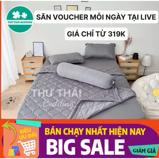 Bộ 5 món nệm 3-25cm rẻ 🌟đẹp chăn ga gối thun lạnh hàn quốc màu trơn [mát -bền