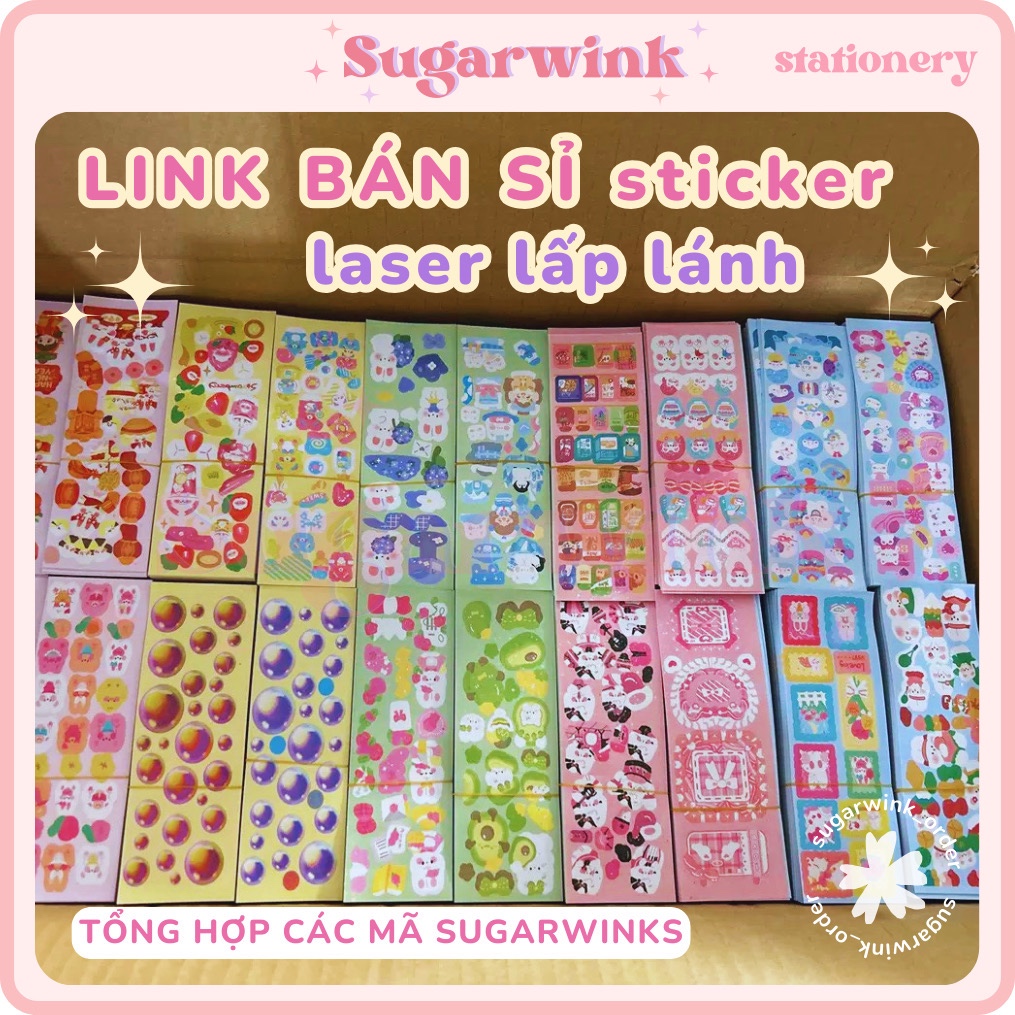 GIÁ SỈ 💯 Set 1000 tờ sticker cán laser lấp lánh, sticker toploader #LASER_SỈ Sugarwink