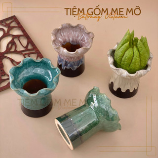 Ly cốc bày phật thủ ly cắm hoa men hỏa biến cao cấp gốm sứ Bát Tràng