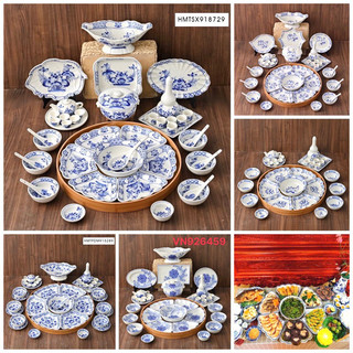 Bộ đồ ăn cúng Gia tiên sen cành xanh
