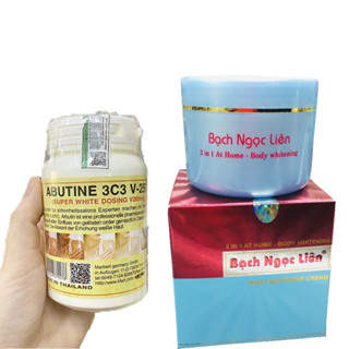 Combo Kem Body Bạch Ngọc Liên Và Kem Kích Trắng Abutine 3C3 trắng nhanh