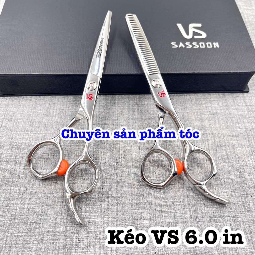 ✅VS Sassoon Kéo Cắt Tóc VS 6.0 In Chính Hãng Thép Nhật S440C Độ Cứng 62HRC Tay Cầm Thoải Mái Kéo Cắt & Tỉa Tóc cao cấp