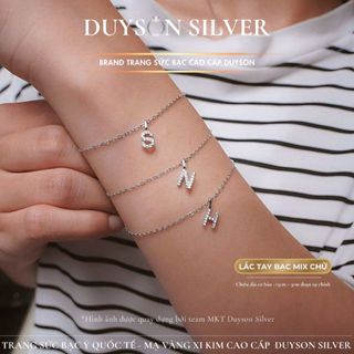 Vòng tay bạc Ý Duyson Silver mix charm chữ cái, lắc tay bạc nữ Your name nhỏ xinh [LTXK27]