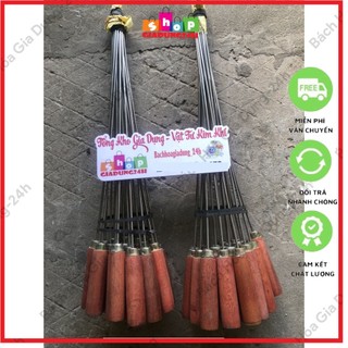 Xiên nướn thịt chuôi gỗ, XIÊN NƯỚNG THỊT GIA ĐÌNH - CHIỀU DÀI 60CM LÀM BẰNG INOX 304
