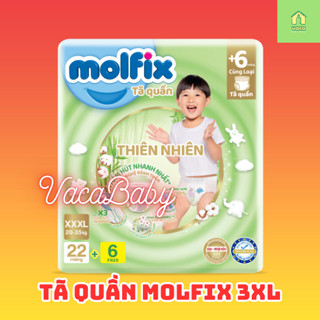 (HCM-HỎA TỐC) Tã/bỉm quần Molfix Thiên nhiên Jumbo XXXL (20kg 35kg) Gói 22+6 miếng/ có kèm size M/L/XL/XXL