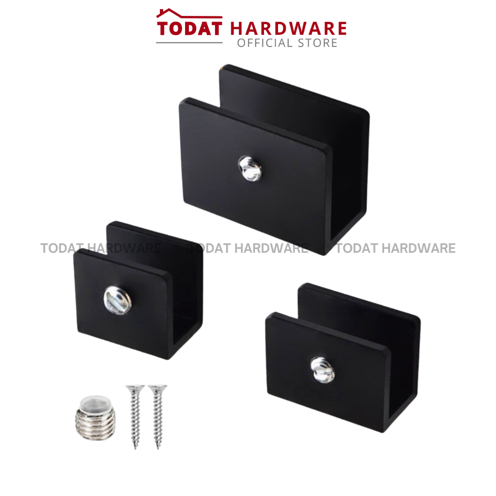 (màu ĐEN) Pát Kẹp Kính cường lực chữ U 3cm inox 304 ĐEN dùng cho nhà tắm