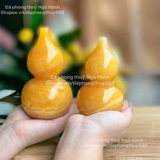 Hồ lô đá ngọc hoàng long 15cm liền khối kiểm định