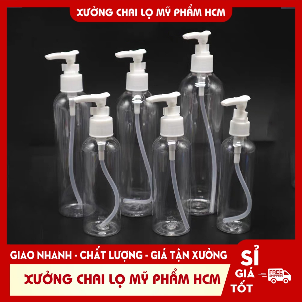 Chai Nhựa Pet Vòi Nhấn 100ML/250ML Chiết Mỹ Phẩm (Dầu Gội, Sửa Tắm, Gel Rửa Tay) - Chai Lọ Mỹ Phẩm