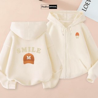 Áo Hoodie Zip, Áo Khoác Nam Nữ Unisex By PEABOO Mã M Smile Chất Nỉ Bông Form Rộng Mũ 2 Lớp