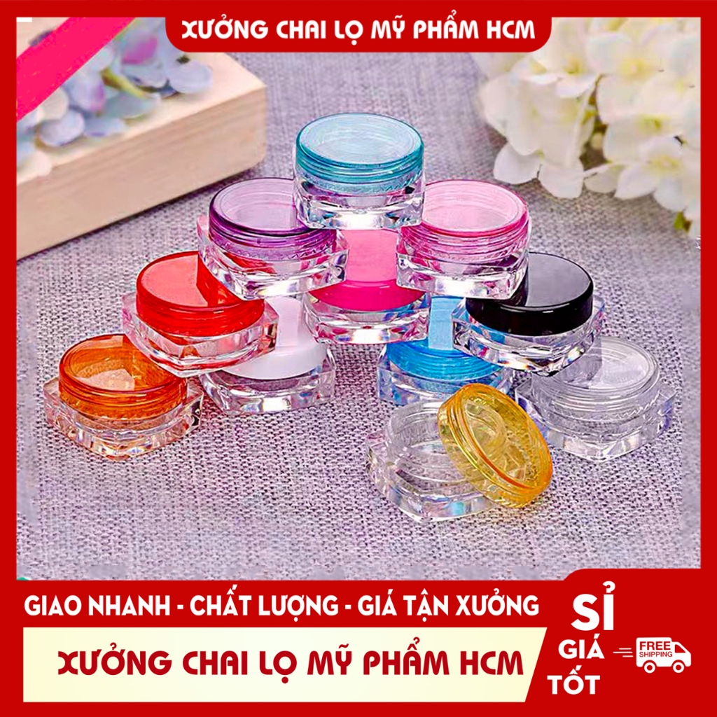 Hủ Đựng Kem, Hủ Nhựa Vuông GIÁ XƯỞNG 3g Hũ Chiết Mỹ Phẩm đựng kem face Du Lịch