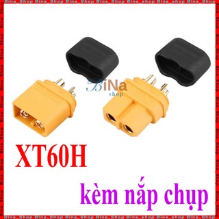 Jack XT60H Amass 60A kèm nắp chụp, Jack pin Lipo XT60 đực/cái (tự chọn)