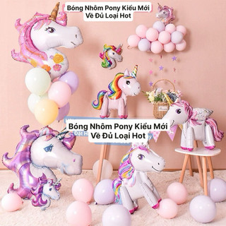 Bong Bóng Unicorn Pony ngựa 4D nguyên con trang trí Xinh