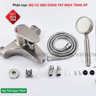 Bộ củ sen tròn tắm nóng lạnh STN-203 SENTANO inox 304 cao cấp, bề mặt inox mờ chống trầy xước tay sen tăng áp 304